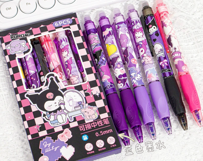 【No.4】:Erasable Pens black and blue gel mix cartoon