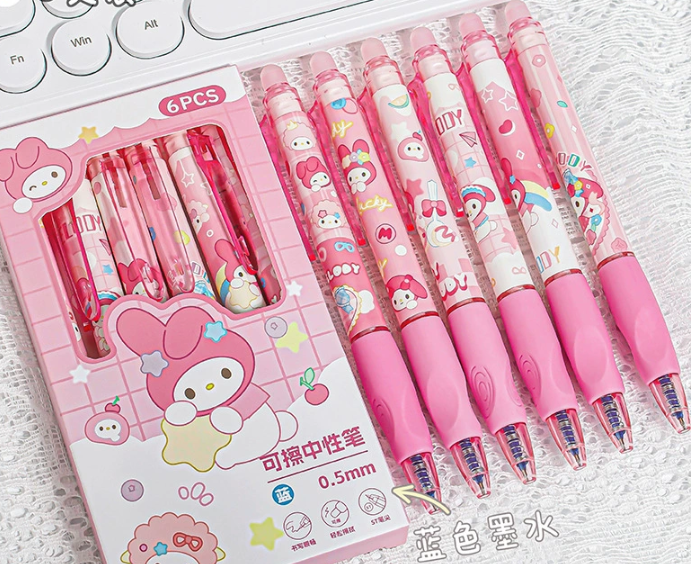 【No.4】:Erasable Pens black and blue gel mix cartoon