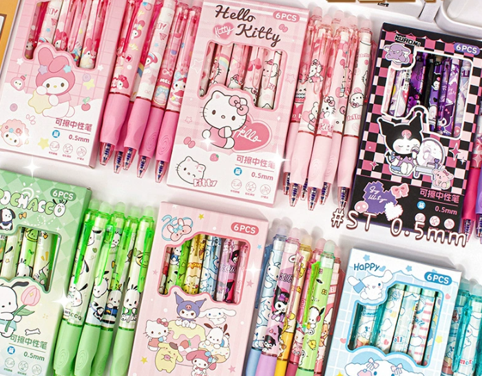 【No.4】:Erasable Pens black and blue gel mix cartoon