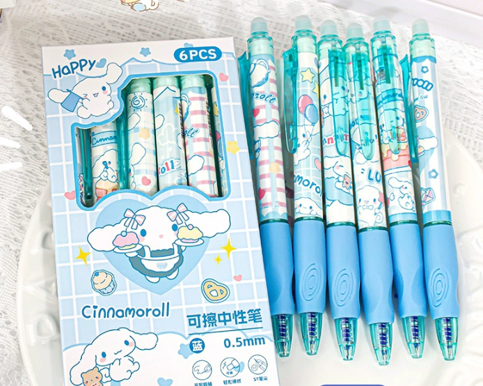 【No.4】:Erasable Pens black and blue gel mix cartoon