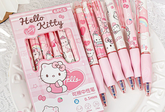 【No.4】:Erasable Pens black and blue gel mix cartoon